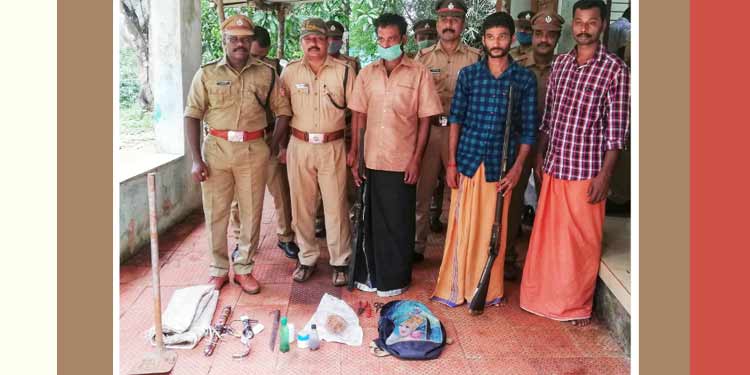 കാട്ടുപോത്തിനേയും കേഴമാനിനെയും വേട്ടയാടി കൊന്ന സംഭവത്തിൽ നാലുപേര് പിടിയിൽ കാട്ടുപോത്തിനേയും കേഴമാനിനെയും വേട്ടയാടി കൊന്ന സംഭവത്തിൽ നാലുപേര് പിടിയിൽ