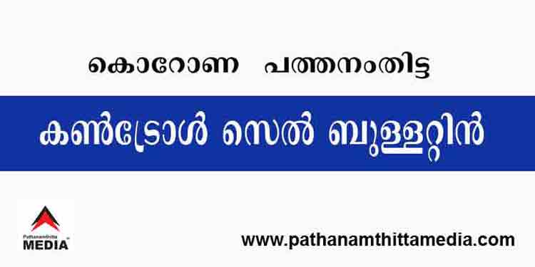 പത്തനംതിട്ടയില് ഇന്ന് 296 പേര്ക്ക് കോവിഡ് സ്ഥിരീകരിച്ചു ; കണ്ട്രോള് സെല് ബുളളറ്റിന് – ഒക്ടോബര് 03 പത്തനംതിട്ടയില് ഇന്ന് 296 പേര്ക്ക് കോവിഡ് സ്ഥിരീകരിച്ചു ; കണ്ട്രോള് സെല് ബുളളറ്റിന് – ഒക്ടോബര് 03