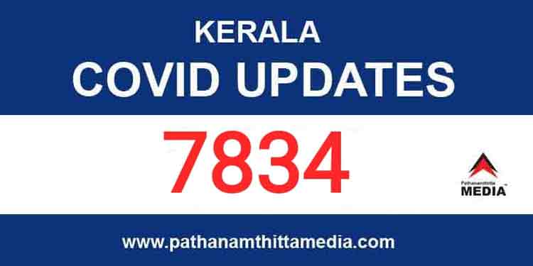 സംസ്ഥാനത്ത് ഇന്ന് 7834 പേര്ക്ക് കോവിഡ് ; 22 മരണം സംസ്ഥാനത്ത് ഇന്ന് 7834 പേര്ക്ക് കോവിഡ് ; 22 മരണം