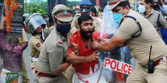 സ്പീക്കര് രാജിവെയ്ക്കണമെന്ന് ആവശ്യപ്പെട്ട് യുവമോര്ച്ച നടത്തിയ നിയമസഭാ മാര്ച്ചിനുനേരെ ജലപീരങ്കി സ്പീക്കര് രാജിവെയ്ക്കണമെന്ന് ആവശ്യപ്പെട്ട് യുവമോര്ച്ച നടത്തിയ നിയമസഭാ മാര്ച്ചിനുനേരെ ജലപീരങ്കി