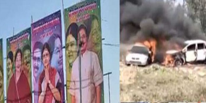ശശികലയുടെ സ്വീകരണത്തില് പടക്കം പൊട്ടിച്ചു; കാറുകള്ക്ക് തീ പിടിച്ചു ശശികലയുടെ സ്വീകരണത്തില് പടക്കം പൊട്ടിച്ചു; കാറുകള്ക്ക് തീ പിടിച്ചു