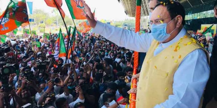 ജെ.പി നദ്ദയ്ക്ക് ഉജ്ജ്വല വരവേൽപ്പ് ; തെരഞ്ഞെടുപ്പിന് ഒരുങ്ങി ബി.ജെ.പി ജെ.പി നദ്ദയ്ക്ക് ഉജ്ജ്വല വരവേൽപ്പ് ; തെരഞ്ഞെടുപ്പിന് ഒരുങ്ങി ബി.ജെ.പി