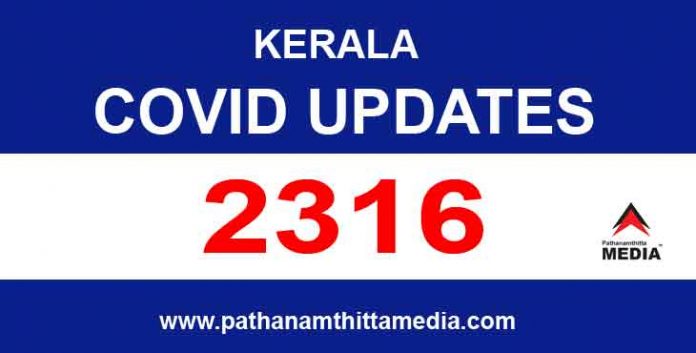 സംസ്ഥാനത്ത് ഇന്ന് 2316 പേര്ക്ക് കോവിഡ് സ്ഥിരീകരിച്ചു സംസ്ഥാനത്ത് ഇന്ന് 2316 പേര്ക്ക് കോവിഡ് സ്ഥിരീകരിച്ചു