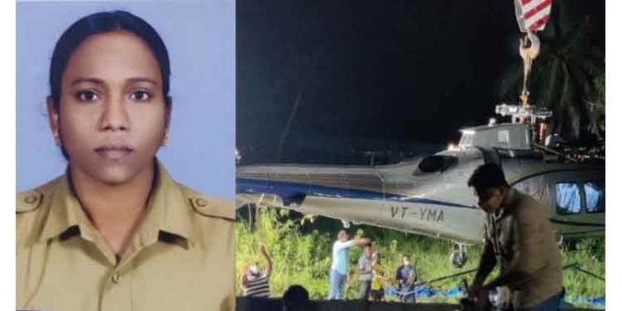 അപകടത്തില്പ്പെട്ട ഹെലികോപ്റ്ററിലെ യാത്രക്കാരെ രക്ഷിക്കാന് മുന്നിട്ടിറങ്ങിയ വനിതാ പോലീസ് ഓഫീസര്ക്ക് കേരള പോലീസിന്റെ ആദരം അപകടത്തില്പ്പെട്ട ഹെലികോപ്റ്ററിലെ യാത്രക്കാരെ രക്ഷിക്കാന് മുന്നിട്ടിറങ്ങിയ വനിതാ പോലീസ് ഓഫീസര്ക്ക് കേരള പോലീസിന്റെ ആദരം