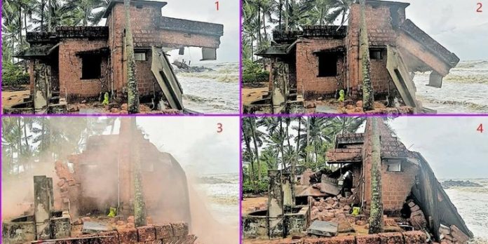നോക്കി നിൽക്കെ ഇരുനില വീട് നിലംപൊത്തി ; ഉപ്പള മുസോടിയിൽ രൂക്ഷമായ കടലാക്രമണം നോക്കി നിൽക്കെ ഇരുനില വീട് നിലംപൊത്തി ; ഉപ്പള മുസോടിയിൽ രൂക്ഷമായ കടലാക്രമണം
