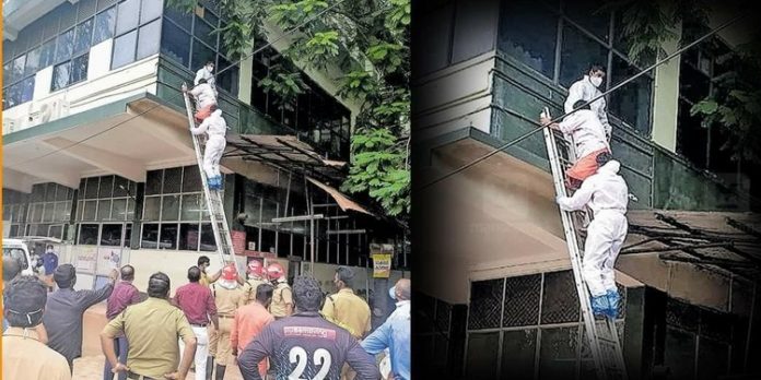 മെഡിക്കൽ കോളജ് ആശുപത്രി കെട്ടിടത്തിന്റെ മൂന്നാം നിലയിൽ നിന്നും കോവിഡ് രോഗി താഴേക്ക് ചാടി മെഡിക്കൽ കോളജ് ആശുപത്രി കെട്ടിടത്തിന്റെ മൂന്നാം നിലയിൽ നിന്നും കോവിഡ് രോഗി താഴേക്ക് ചാടി