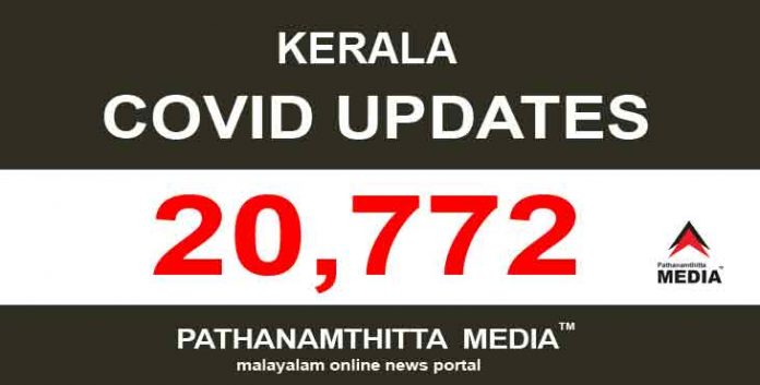 കേരളത്തില് ഇന്ന് 20,772 പേര്ക്ക് കോവിഡ് സ്ഥിരീകരിച്ചു കേരളത്തില് ഇന്ന് 20,772 പേര്ക്ക് കോവിഡ് സ്ഥിരീകരിച്ചു