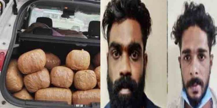 കാറില് കടത്തിയ 140 കിലോ കഞ്ചാവുമായി രണ്ടുപേരെ പോലിസ് അറസ്റ്റ് ചെയ്തു കാറില് കടത്തിയ 140 കിലോ കഞ്ചാവുമായി രണ്ടുപേരെ പോലിസ് അറസ്റ്റ് ചെയ്തു
