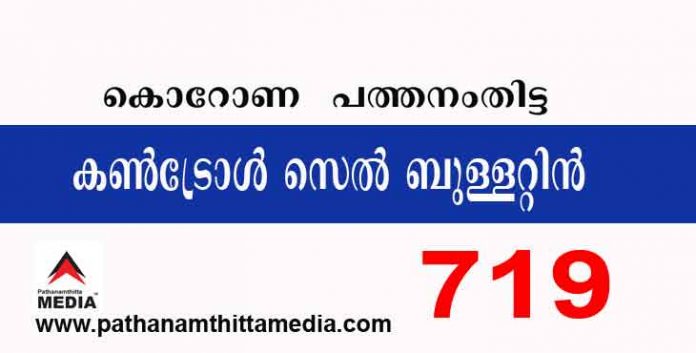 പത്തനംതിട്ടയില് ഇന്ന് 719 പേര്ക്ക് കോവിഡ് സ്ഥിരീകരിച്ചു ; കണ്ട്രോള്സെല് ബുളളറ്റിന് – ആഗസ്റ്റ് 13 പത്തനംതിട്ടയില് ഇന്ന് 719 പേര്ക്ക് കോവിഡ് സ്ഥിരീകരിച്ചു ; കണ്ട്രോള്സെല് ബുളളറ്റിന് – ആഗസ്റ്റ് 13