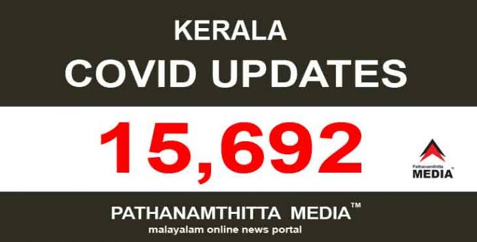 സംസ്ഥാനത്ത് ഇന്ന് 15,692 പേര്ക്ക് കോവിഡ് സ്ഥിരീകരിച്ചു സംസ്ഥാനത്ത് ഇന്ന് 15,692 പേര്ക്ക് കോവിഡ് സ്ഥിരീകരിച്ചു