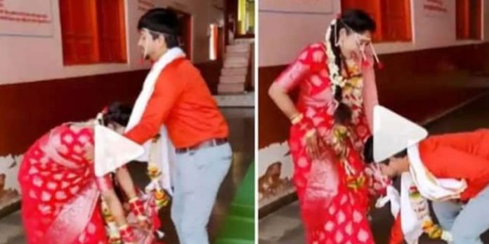 തന്റെ പാദം സ്പർശിക്കുന്ന വധുവിനെ തടഞ്ഞ് വരൻ, വധുവിന്റെ പാദം തൊട്ടു, അഭിനന്ദിച്ച് സോഷ്യൽ മീഡിയ തന്റെ പാദം സ്പർശിക്കുന്ന വധുവിനെ തടഞ്ഞ് വരൻ, വധുവിന്റെ പാദം തൊട്ടു, അഭിനന്ദിച്ച് സോഷ്യൽ മീഡിയ
