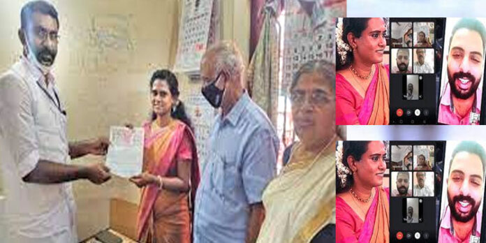 സംസ്ഥാനത്ത് ഡിജിറ്റല് സംവിധാനത്തിലൂടെയുള്ള ആദ്യവിവാഹം പുനലൂരിലെ സബ്രജിസ്ട്രാര് ഓഫീസില് സംസ്ഥാനത്ത് ഡിജിറ്റല് സംവിധാനത്തിലൂടെയുള്ള ആദ്യവിവാഹം പുനലൂരിലെ സബ്രജിസ്ട്രാര് ഓഫീസില്