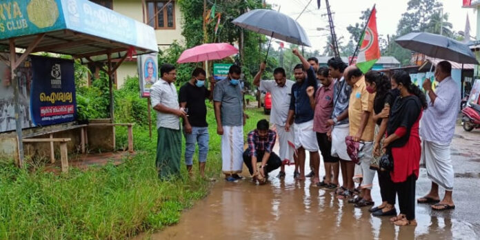 താറാവിനെ ഇറക്കി പ്രതിഷേധ സമരവുമായി യൂത്ത് കോൺഗ്രസ് താറാവിനെ ഇറക്കി പ്രതിഷേധ സമരവുമായി യൂത്ത് കോൺഗ്രസ്