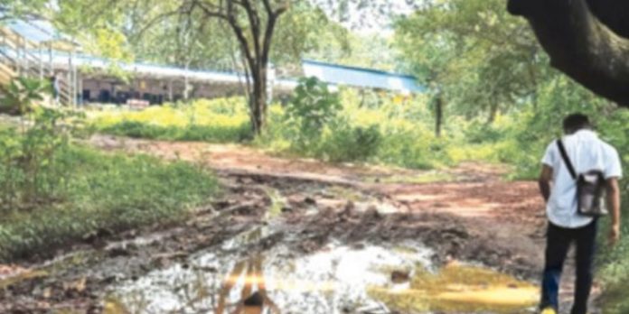 റെയിൽവേ സ്റ്റേഷനിലേക്കുള്ള വഴി ചെളിക്കുളം; യാത്രക്കാർ ദുരിതത്തിൽ റെയിൽവേ സ്റ്റേഷനിലേക്കുള്ള വഴി ചെളിക്കുളം; യാത്രക്കാർ ദുരിതത്തിൽ