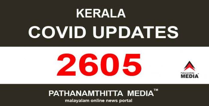 സംസ്ഥാനത്ത് ഇന്ന് 2605 പേര്ക്ക് കോവിഡ് സ്ഥിരീകരിച്ചു സംസ്ഥാനത്ത് ഇന്ന് 2605 പേര്ക്ക് കോവിഡ് സ്ഥിരീകരിച്ചു