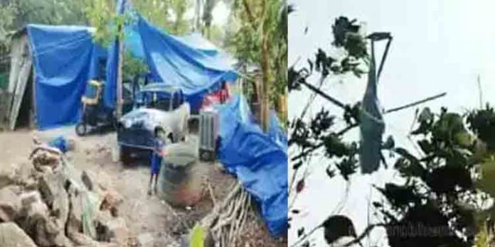 ഹെലികോപ്റ്റർ മുകളിൽ പറന്നുനിന്നു ; വര്ക്ക്ഷോപ്പിന്റെ മേൽക്കൂര പറന്നുപോയി ഹെലികോപ്റ്റർ മുകളിൽ പറന്നുനിന്നു ; വര്ക്ക്ഷോപ്പിന്റെ മേൽക്കൂര പറന്നുപോയി