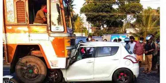 കാര് ലോറിയിലേക്ക് ഇടിച്ചു കയറി ദമ്പതികള്ക്ക് പരിക്ക് കാര് ലോറിയിലേക്ക് ഇടിച്ചു കയറി ദമ്പതികള്ക്ക് പരിക്ക്