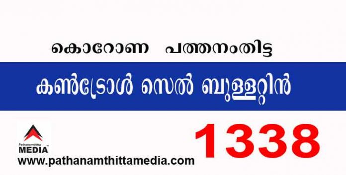 പത്തനംതിട്ടയില് ഇന്ന് 1338 പേര്ക്ക് കോവിഡ് സ്ഥിരീകരിച്ചു ; കണ്ട്രോള് സെല് ബുളളറ്റിന് – ജനുവരി 31 പത്തനംതിട്ടയില് ഇന്ന് 1338 പേര്ക്ക് കോവിഡ് സ്ഥിരീകരിച്ചു ; കണ്ട്രോള് സെല് ബുളളറ്റിന് – ജനുവരി 31