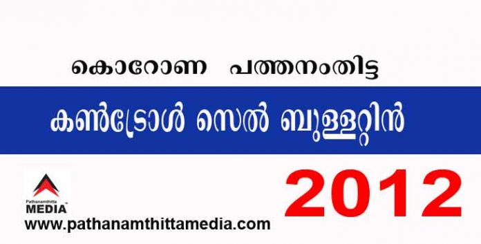 പത്തനംതിട്ടയില് ഇന്ന് 2012 പേര്ക്ക് കോവിഡ് സ്ഥിരീകരിച്ചു : കണ്ട്രോള് സെല് ബുളളറ്റിന് – ജനുവരി 22 പത്തനംതിട്ടയില് ഇന്ന് 2012 പേര്ക്ക് കോവിഡ് സ്ഥിരീകരിച്ചു : കണ്ട്രോള് സെല് ബുളളറ്റിന് – ജനുവരി 22