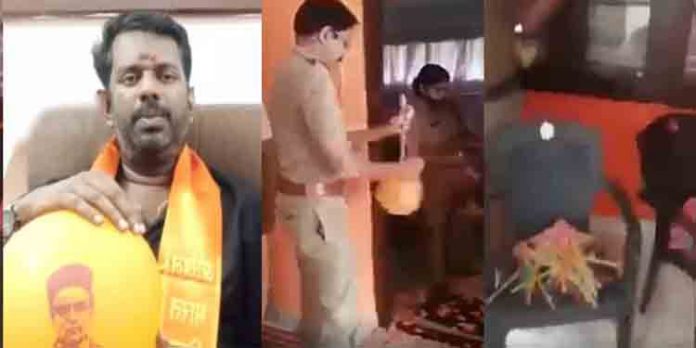 പൂരപ്പറമ്പില് വിതരണത്തിനെത്തിച്ച സ്വാതന്ത്ര്യ സമരസേനാനി വീര് സവര്ക്കറിന്റെ ചിത്രമുള്ള എയര് ബലൂണുകളും മാസ്ക്കുകളും പിടിച്ചെടുത്ത് നശിപ്പിച്ചു പൂരപ്പറമ്പില് വിതരണത്തിനെത്തിച്ച സ്വാതന്ത്ര്യ സമരസേനാനി വീര് സവര്ക്കറിന്റെ ചിത്രമുള്ള എയര് ബലൂണുകളും മാസ്ക്കുകളും പിടിച്ചെടുത്ത് നശിപ്പിച്ചു
