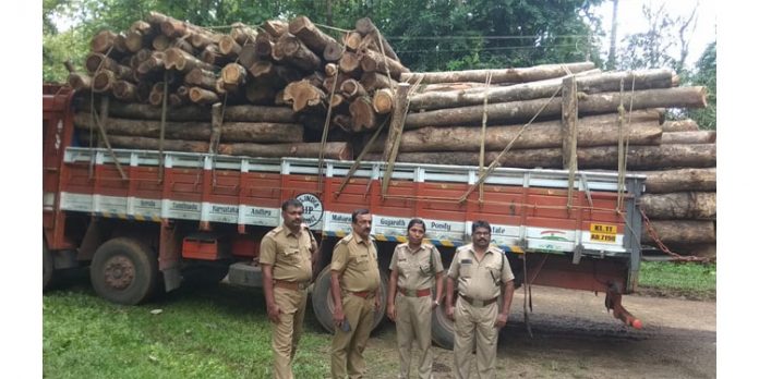 പാസ്സില്ലാതെ കടത്തിയ തേക്ക് തടികൾ വനം വകുപ്പ് പിടികൂടി പാസ്സില്ലാതെ കടത്തിയ തേക്ക് തടികൾ വനം വകുപ്പ് പിടികൂടി