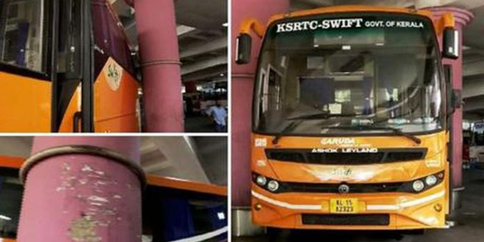 മണിക്കൂറുകൾ നീണ്ട പരിശ്രമം, തൂണുകള്ക്കിടയില് കുടുങ്ങിയ കെഎസ്ആര്ടിസി സ്വിഫ്റ്റ് ഒടുവിൽ പുറത്തിറക്കി മണിക്കൂറുകൾ നീണ്ട പരിശ്രമം, തൂണുകള്ക്കിടയില് കുടുങ്ങിയ കെഎസ്ആര്ടിസി സ്വിഫ്റ്റ് ഒടുവിൽ പുറത്തിറക്കി