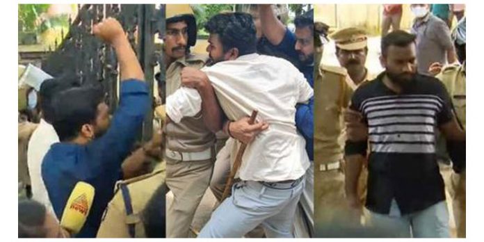 കന്റോൺമെന്റ് ഹൗസിൽ ചാടിക്കടന്ന് ഡിവൈഎഫ്ഐ കന്റോൺമെന്റ് ഹൗസിൽ ചാടിക്കടന്ന് ഡിവൈഎഫ്ഐ
