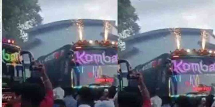 പൂത്തിരി കത്തിച്ച് ബസിന് തീപിടിച്ച സംഭവത്തില് കൊമ്പന് ബസ് മോട്ടോര് വാഹന വകുപ്പ് കസ്റ്റഡിയിലെടുത്തു പൂത്തിരി കത്തിച്ച് ബസിന് തീപിടിച്ച സംഭവത്തില് കൊമ്പന് ബസ് മോട്ടോര് വാഹന വകുപ്പ് കസ്റ്റഡിയിലെടുത്തു