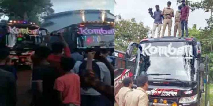 ഡ്രൈവറുടെ ലൈസന്സ് റദ്ദാക്കാന് ശുപാര്ശ, 36,000 രൂപ പിഴ ; ബസിന് മുകളില് പൂത്തിരി കത്തിച്ച സംഭവത്തില് നടപടി ഡ്രൈവറുടെ ലൈസന്സ് റദ്ദാക്കാന് ശുപാര്ശ, 36,000 രൂപ പിഴ ; ബസിന് മുകളില് പൂത്തിരി കത്തിച്ച സംഭവത്തില് നടപടി