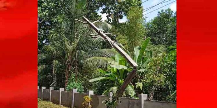 ടോറസ് ലോറി തട്ടി 11 കെ.വി വൈദ്യുതി തൂണ് ഒടിഞ്ഞു ടോറസ് ലോറി തട്ടി 11 കെ.വി വൈദ്യുതി തൂണ് ഒടിഞ്ഞു
