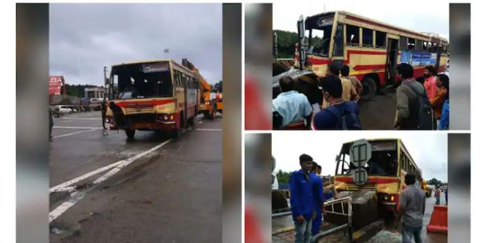 പന്നിയങ്കര ടോൾ പ്ലാസയിലേക്ക് കെ എസ് ആർ ടി സി ഇടിച്ചു കയറി നിരവധി പേർക്ക് പരിക്ക് പന്നിയങ്കര ടോൾ പ്ലാസയിലേക്ക് കെ എസ് ആർ ടി സി ഇടിച്ചു കയറി നിരവധി പേർക്ക് പരിക്ക്