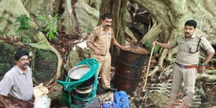 കല്ലേലിയില് 385 ലിറ്റർ കോടയും വാറ്റ് ഉപകരണങ്ങളും കണ്ടെത്തി കല്ലേലിയില് 385 ലിറ്റർ കോടയും വാറ്റ് ഉപകരണങ്ങളും കണ്ടെത്തി
