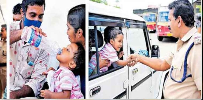 ഹർത്താൽ ദിനത്തിൽ കുഞ്ഞിന് തണലായി പോലീസ് ഹർത്താൽ ദിനത്തിൽ കുഞ്ഞിന് തണലായി പോലീസ്