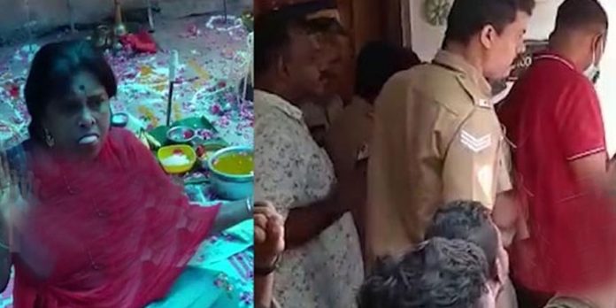 മന്ത്രവാദം നടക്കുന്നതായി ആരോപിച്ച് പത്തനംതിട്ട മലയാലപ്പുഴയില് പ്രതിഷേധം, മന്ത്രവാദിനിയെ പോലീസ് കസ്റ്റഡിയിലെടുത്തു മന്ത്രവാദം നടക്കുന്നതായി ആരോപിച്ച് പത്തനംതിട്ട മലയാലപ്പുഴയില് പ്രതിഷേധം, മന്ത്രവാദിനിയെ പോലീസ് കസ്റ്റഡിയിലെടുത്തു