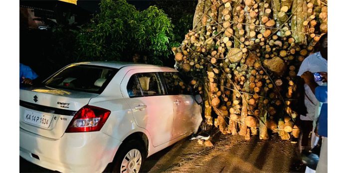 സ്റ്റേഡിയം ജംഗ്ഷനിൽ നിർത്തിയിട്ട കാറിന് മുകളിലേക്ക് തടി ലോറി മറിഞ്ഞു സ്റ്റേഡിയം ജംഗ്ഷനിൽ നിർത്തിയിട്ട കാറിന് മുകളിലേക്ക് തടി ലോറി മറിഞ്ഞു