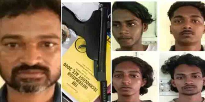 സ്വകാര്യ ബസിൽ എയർപിസ്റ്റൾ ചൂണ്ടി കണ്ടക്ടറെ മർദ്ദിച്ച കേസിൽ അഞ്ചുപേരെ പോലീസ് പിടികൂടി സ്വകാര്യ ബസിൽ എയർപിസ്റ്റൾ ചൂണ്ടി കണ്ടക്ടറെ മർദ്ദിച്ച കേസിൽ അഞ്ചുപേരെ പോലീസ് പിടികൂടി