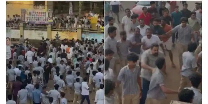 മലപ്പുറത്ത് പ്ലസ് വൺ-പ്ലസ് ടു വിദ്യാർഥികളുടെ കൂട്ടത്തല്ല് ; അധ്യാപകരെയും വളഞ്ഞിട്ട് തല്ലി – വീഡിയോ മലപ്പുറത്ത് പ്ലസ് വൺ-പ്ലസ് ടു വിദ്യാർഥികളുടെ കൂട്ടത്തല്ല് ; അധ്യാപകരെയും വളഞ്ഞിട്ട് തല്ലി – വീഡിയോ