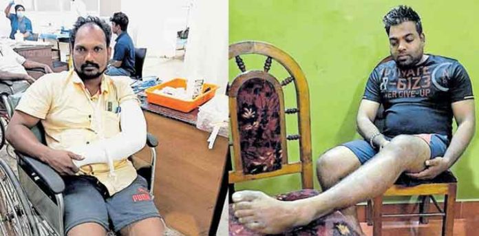 കൺമുന്നിൽ ആന ; രക്ഷപ്പെടുന്നതിനിടെ ബൈക്കിൽനിന്നു വീണ് അധ്യാപകർക്ക് പരുക്ക് കൺമുന്നിൽ ആന ; രക്ഷപ്പെടുന്നതിനിടെ ബൈക്കിൽനിന്നു വീണ് അധ്യാപകർക്ക് പരുക്ക്