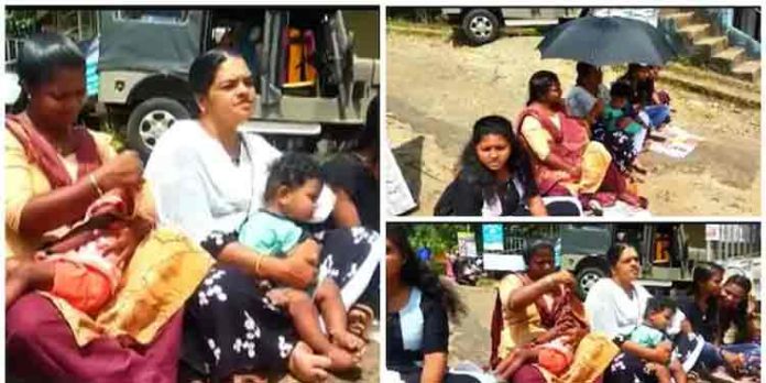 സഞ്ചാര യോഗ്യമായ റോഡിനായി കൈക്കുഞ്ഞുങ്ങളുമായി അമ്മമാരുടെ സമരം സഞ്ചാര യോഗ്യമായ റോഡിനായി കൈക്കുഞ്ഞുങ്ങളുമായി അമ്മമാരുടെ സമരം