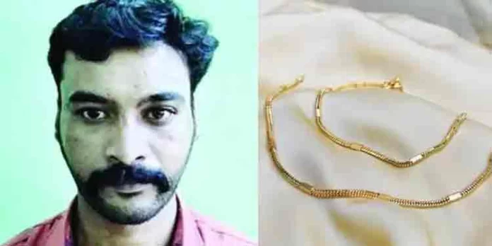 ചൊവ്വാ ദോഷം മാറാനുള്ള പൂജ നടത്താനെന്ന വ്യാജേന യുവതിയുടെ സ്വര്ണ്ണ പാദസരം തട്ടിയെടുത്ത യുവാവിനെ പോലീസ് അറസ്റ്റ് ചെയ്തു ചൊവ്വാ ദോഷം മാറാനുള്ള പൂജ നടത്താനെന്ന വ്യാജേന യുവതിയുടെ സ്വര്ണ്ണ പാദസരം തട്ടിയെടുത്ത യുവാവിനെ പോലീസ് അറസ്റ്റ് ചെയ്തു