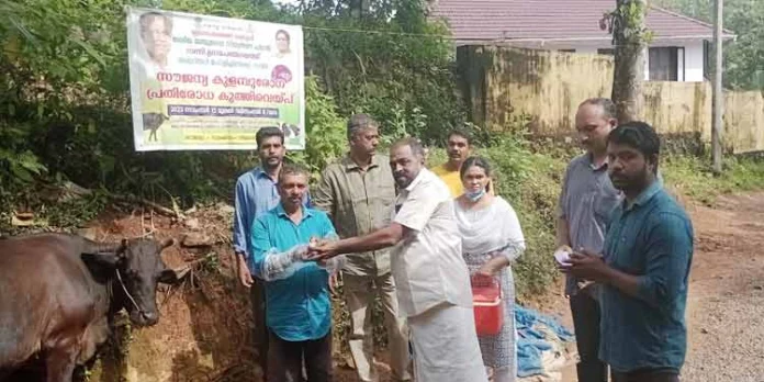 സൗജന്യ കുളമ്പുരോഗ പ്രതിരോധ കുത്തിവെപ്പിന്റെ പഞ്ചായത്ത് തല ഉദ്ഘാടനം നടത്തി സൗജന്യ കുളമ്പുരോഗ പ്രതിരോധ കുത്തിവെപ്പിന്റെ പഞ്ചായത്ത് തല ഉദ്ഘാടനം നടത്തി