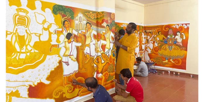 കൊച്ചി അന്താരാഷ്ട്ര എയർപോർട്ടിൽ സംസ്കൃത സർവ്വകലാശാലയുടെ ചുമർച്ചിത്രം കൊച്ചി അന്താരാഷ്ട്ര എയർപോർട്ടിൽ സംസ്കൃത സർവ്വകലാശാലയുടെ ചുമർച്ചിത്രം