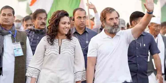 കോണ്ഗ്രസിന്റെ ഭാരത് ജോഡോ യാത്രയില് നടി സ്വര ഭാസ്കര് പങ്കെടുത്തു കോണ്ഗ്രസിന്റെ ഭാരത് ജോഡോ യാത്രയില് നടി സ്വര ഭാസ്കര് പങ്കെടുത്തു