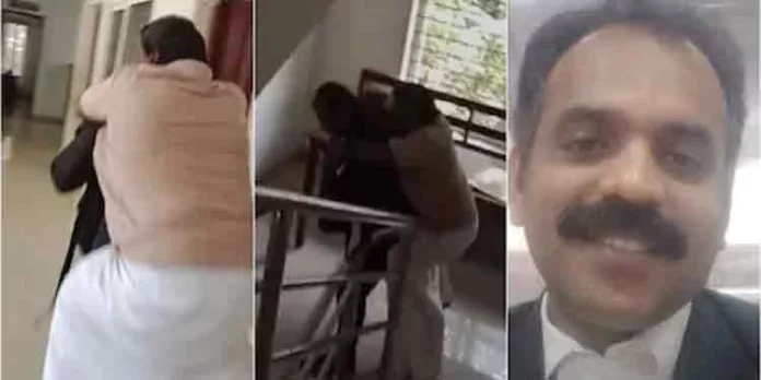 രണ്ടാം നിലയിലെ കോടതി മുറിയിലേക്ക് കക്ഷിയെ ചുമലിലേറ്റി ജഡ്ജിയുടെ മുന്നില് ഹാജരാക്കി വക്കീല് രണ്ടാം നിലയിലെ കോടതി മുറിയിലേക്ക് കക്ഷിയെ ചുമലിലേറ്റി ജഡ്ജിയുടെ മുന്നില് ഹാജരാക്കി വക്കീല്