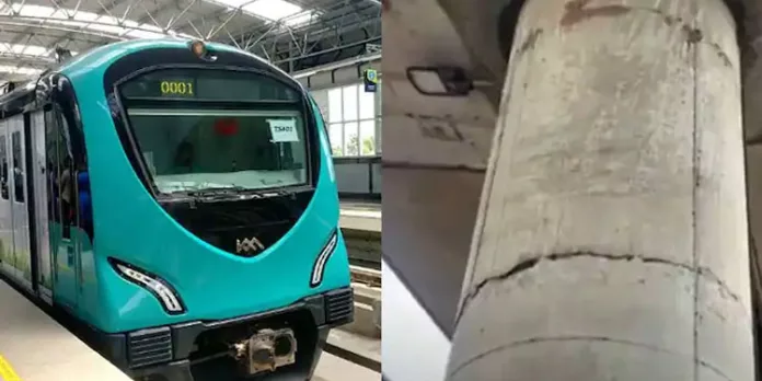 കൊച്ചി മെട്രോയുടെ തൂണിൽ വിള്ളൽ കൊച്ചി മെട്രോയുടെ തൂണിൽ വിള്ളൽ