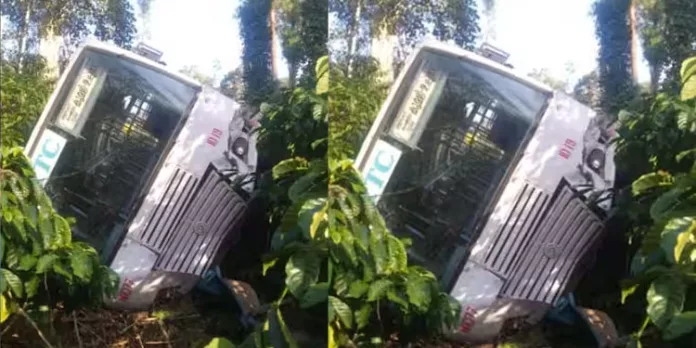 കെഎസ്ആര്ടിസി ബസ് 50 അടി താഴ്ചയിലേക്ക് മറിഞ്ഞു ; ഒമ്പത് പേർക്ക് പരിക്കേറ്റു കെഎസ്ആര്ടിസി ബസ് 50 അടി താഴ്ചയിലേക്ക് മറിഞ്ഞു ; ഒമ്പത് പേർക്ക് പരിക്കേറ്റു