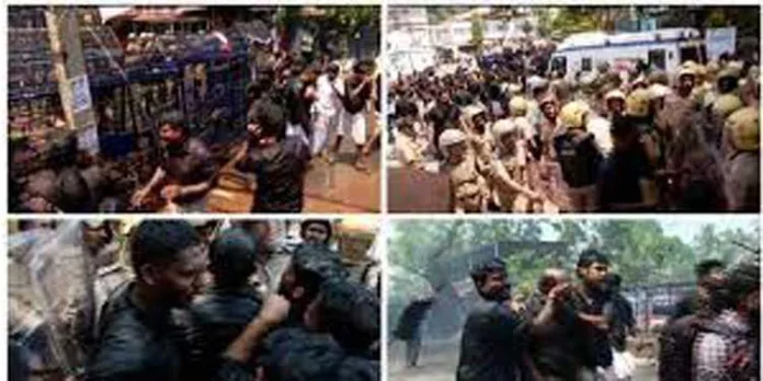 ക്ലിഫ് ഹൗസിലേക്ക് യൂത്ത് കോൺഗ്രസ് നടത്തിയ മാർച്ചിൽ സംഘർഷം ക്ലിഫ് ഹൗസിലേക്ക് യൂത്ത് കോൺഗ്രസ് നടത്തിയ മാർച്ചിൽ സംഘർഷം