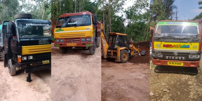 അനധികൃത പച്ചമണ്ണ് ഖനനം ; 3 വാഹനങ്ങൾ പോലീസ് പിടിച്ചെടുത്തു അനധികൃത പച്ചമണ്ണ് ഖനനം ; 3 വാഹനങ്ങൾ പോലീസ് പിടിച്ചെടുത്തു