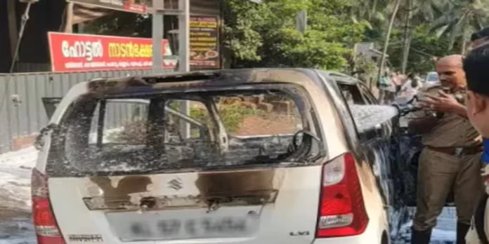 മുക്കത്ത് നിർത്തിയിട്ട കാർ കത്തി നശിച്ചു മുക്കത്ത് നിർത്തിയിട്ട കാർ കത്തി നശിച്ചു