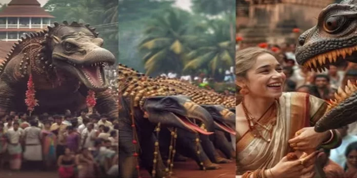 ദിനോസര് കാലത്തെ തൃശ്ശൂര് പൂരം : വൈറലായി എഐ ചിത്രങ്ങൾ ദിനോസര് കാലത്തെ തൃശ്ശൂര് പൂരം : വൈറലായി എഐ ചിത്രങ്ങൾ